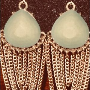Hang-down mint green and layered gold earrings!